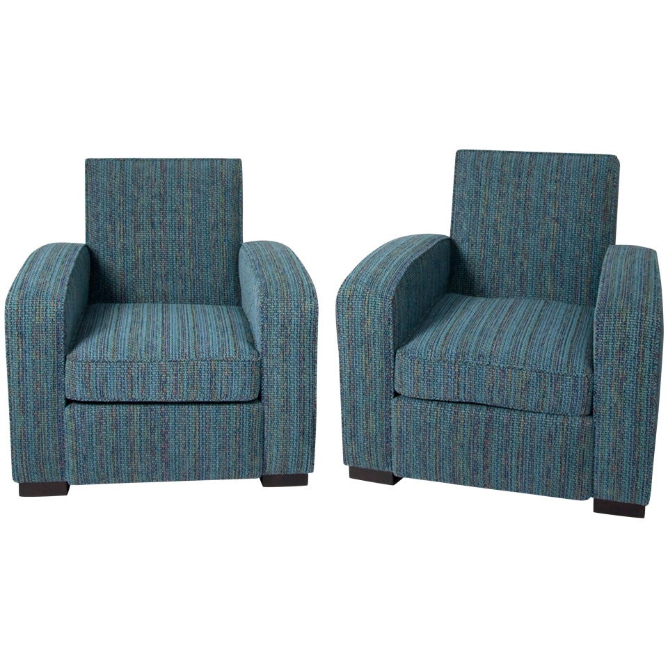 Pair of 1930s Jacques Adnet Club Arm Chairs