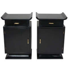 James Mont Lacquered End Tables, Pair
