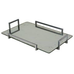 Modernist Nickel Serving Tray Vintage Modernist Nickel Serving Tray