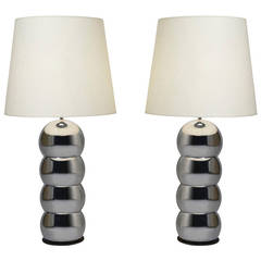 Pair of Chrome Table Lamps
