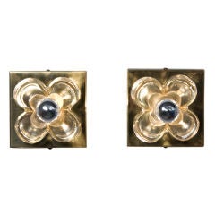 Pair of Chunky Glass Block Flower Wall Sconces
