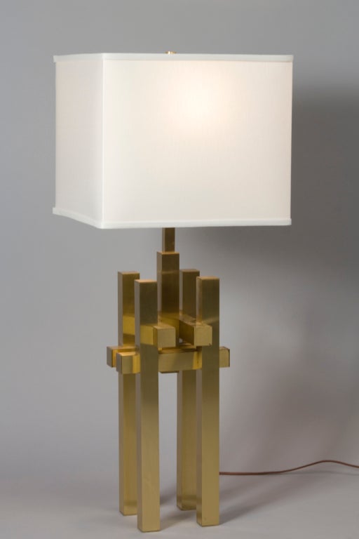 Geometric Sculptural Brass Table Lamp at 1stdibs