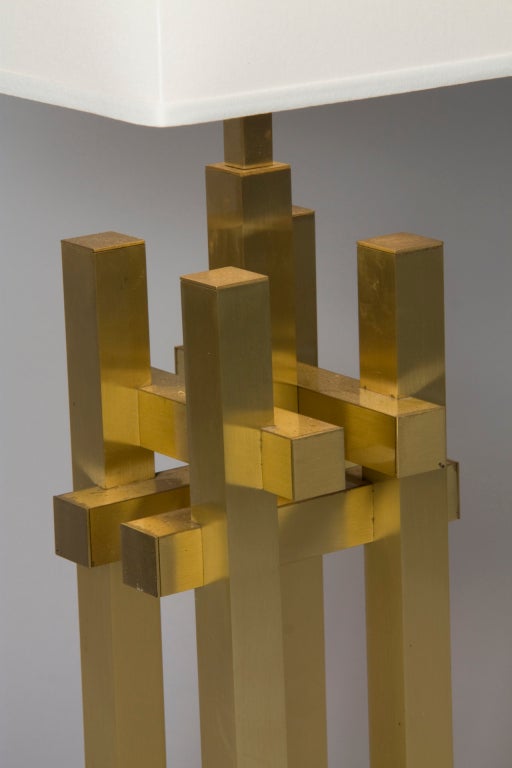 Geometric Sculptural Brass Table Lamp at 1stdibs