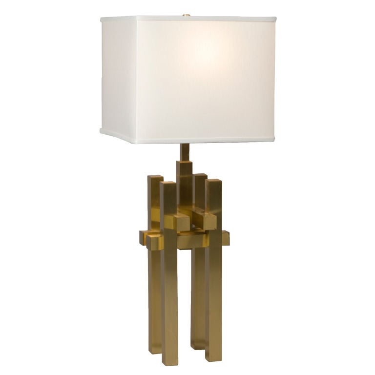 Geometric Sculptural Brass Table Lamp at 1stdibs