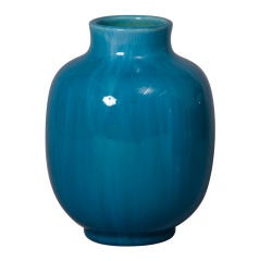 Marbled Pale Blue Ceramic Vase by J. Massier