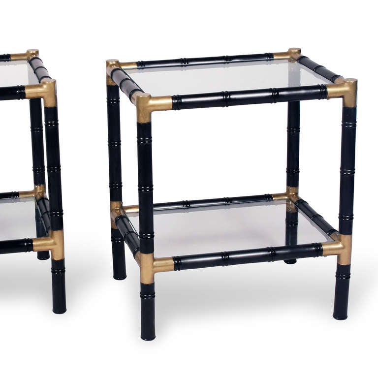 Lacquered Two Tier End Tables, Pair In Excellent Condition In Brooklyn, NY