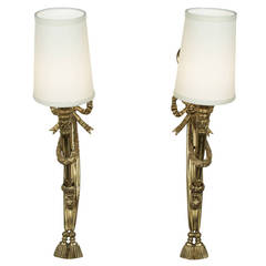 Pair of Tall Torch Wall Sconces