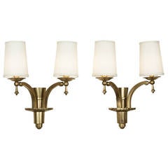 Pair of Two Arm Bronze Sconces Pair of Two Arm Bronze Sconces