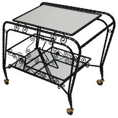 Iron and Mirror Serving Cart Vintage Iron and Mirror Serving Cart
