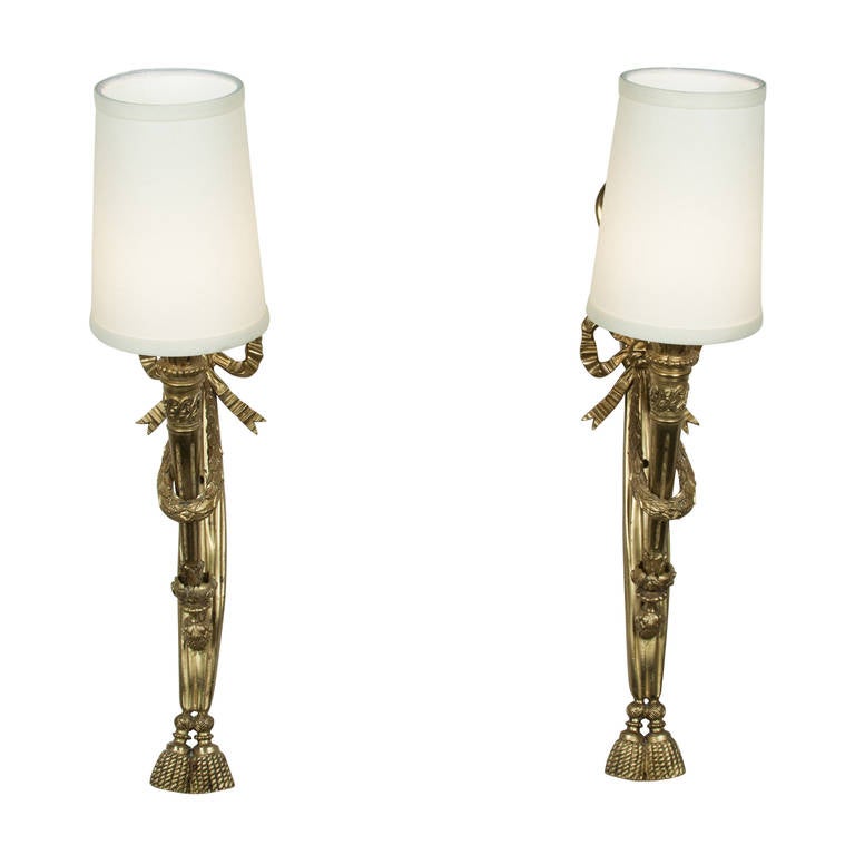 Pair of Tall Torch Wall Sconces