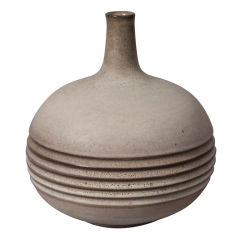 Grooved Wide Body Ceramic Vase by Alvino Bagni for Raymor