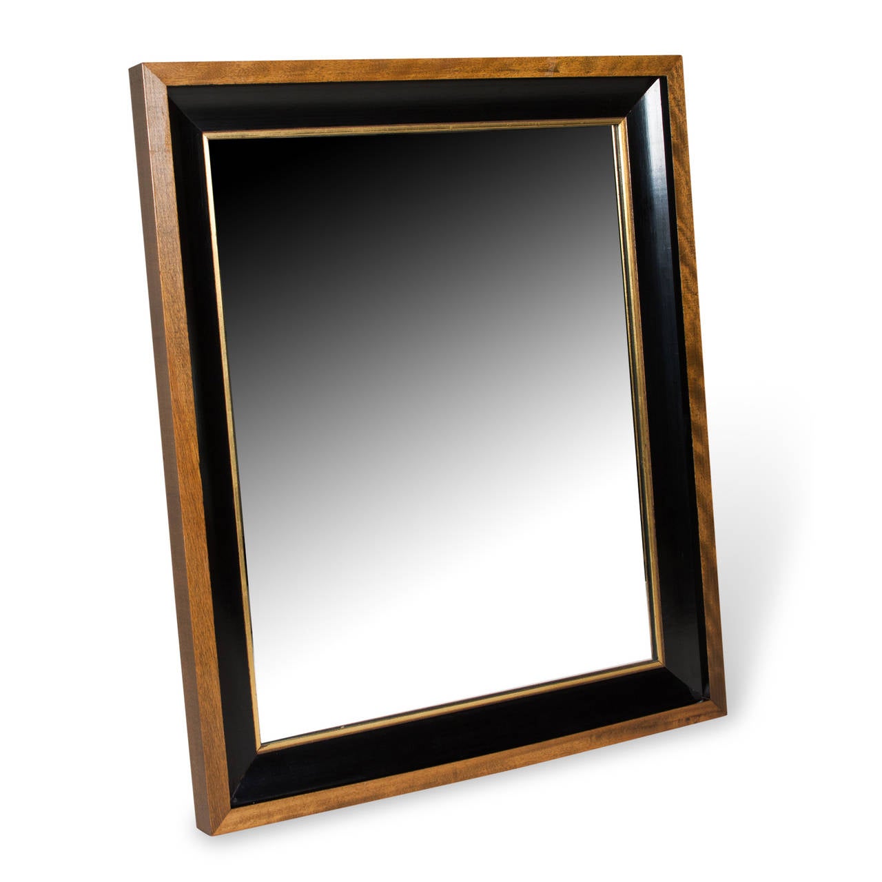 Mahogany and Ebonized Frame Mirror, American, 1960s For Sale 1