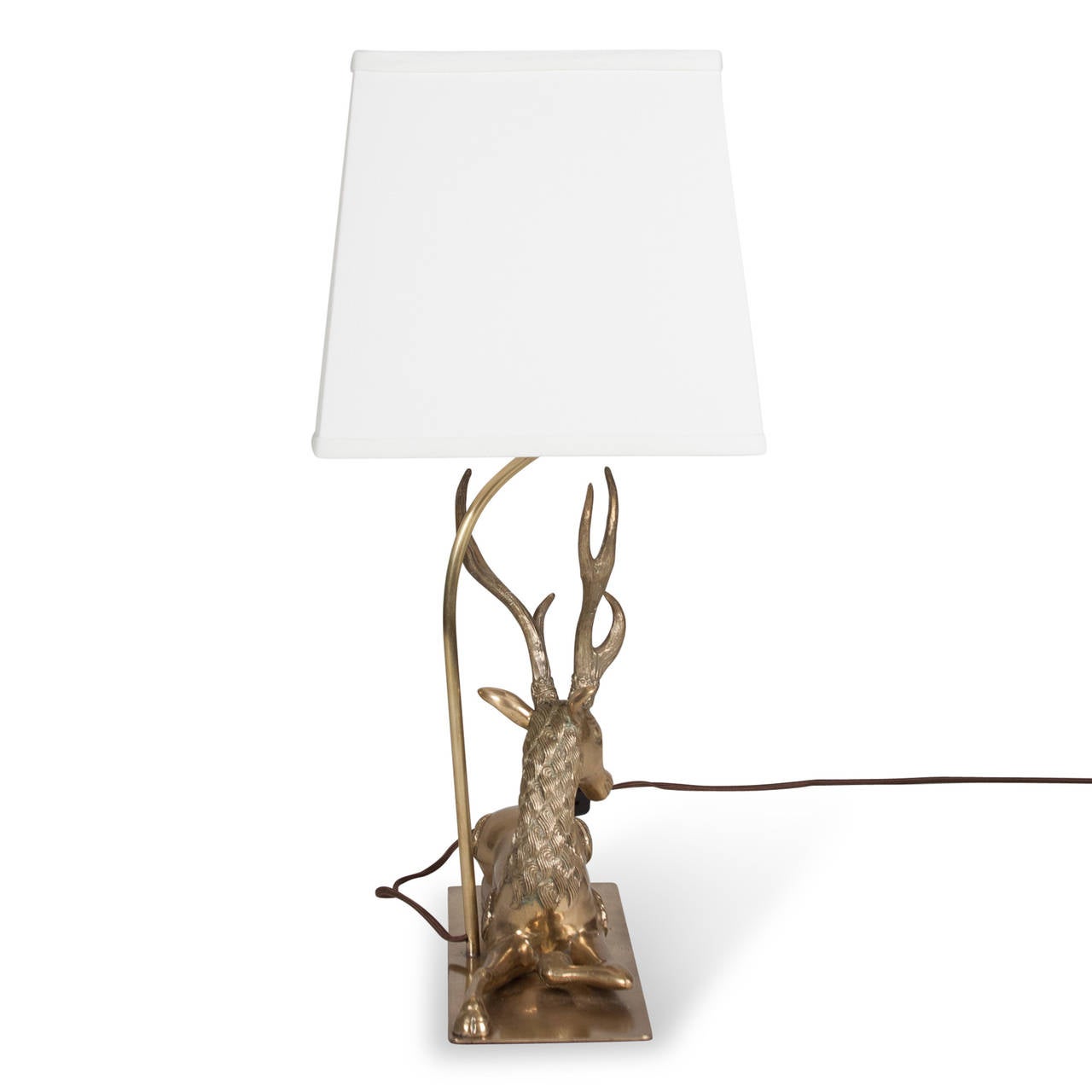 Mid-Century Modern Brass Deer Table Lamp, French 1970s