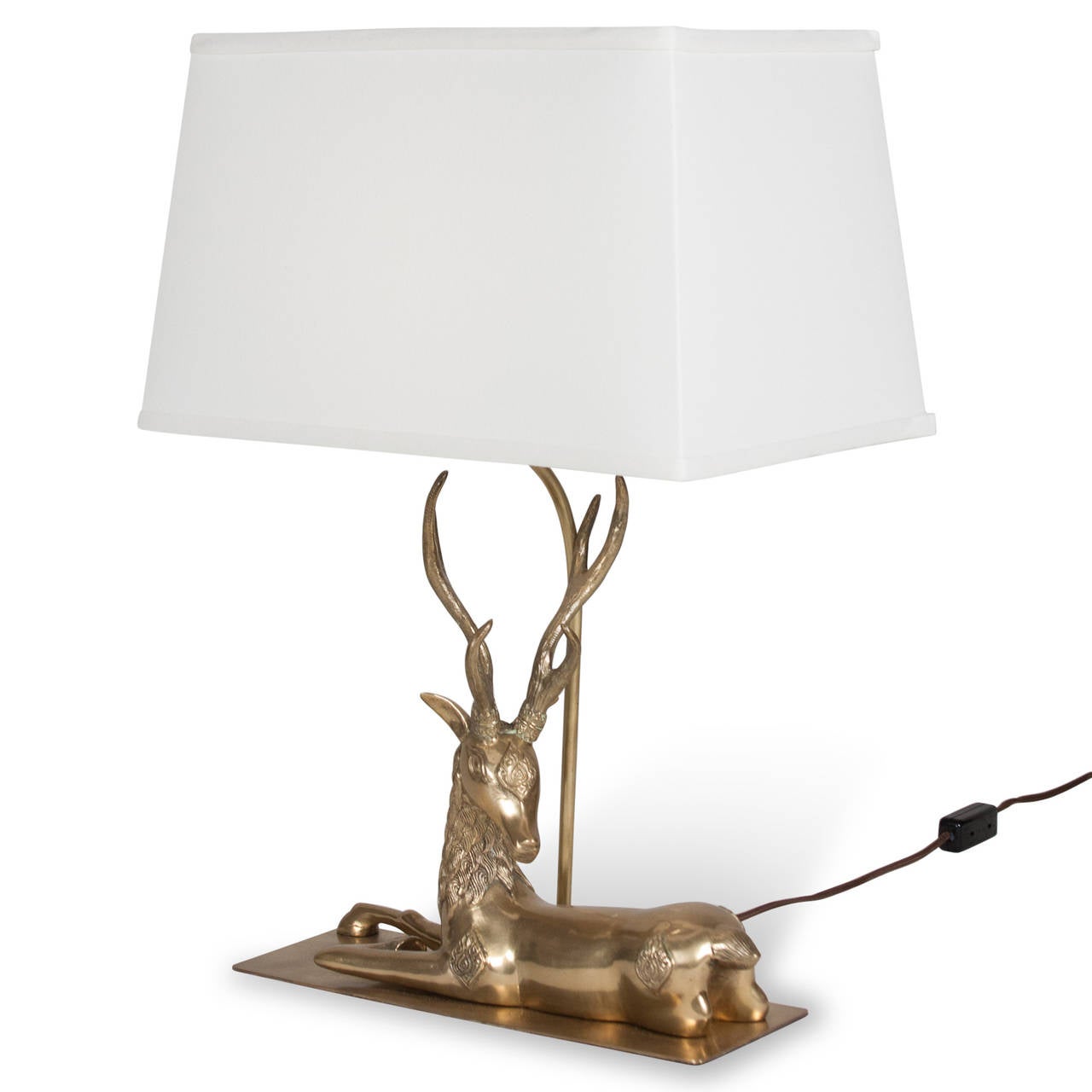 Brass Deer Table Lamp, French 1970s 1