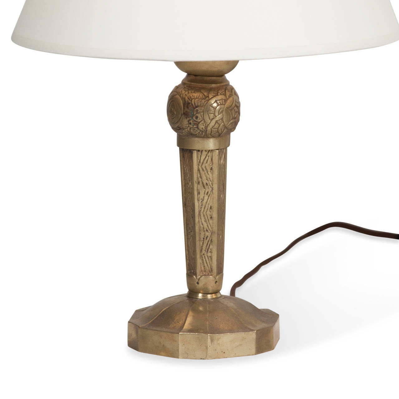 French Pair of Maurice Dufrene Style Bronze Table Lamps