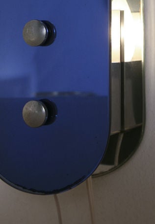 Pair of Blue Tinted Glass Oval Sconces by VECA