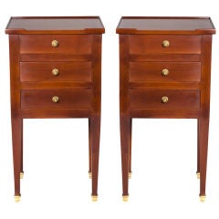 Pair of French Walnut Three Drawer Side Tables