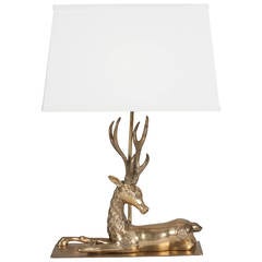 Brass Deer Table Lamp, French 1970s