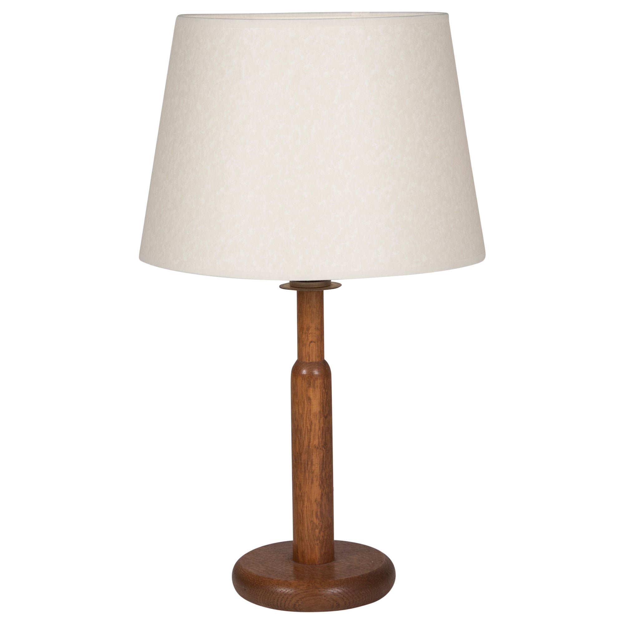 Turned Elm Wood Table Lamp For Sale