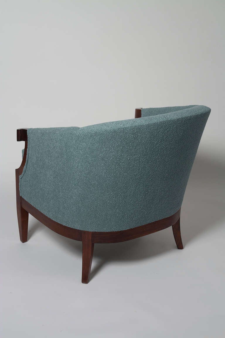 Mid-20th Century Curved Arm Upholstered Armchairs by Baker