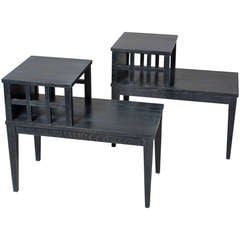 Pair of Cerused Oak Step End Tables