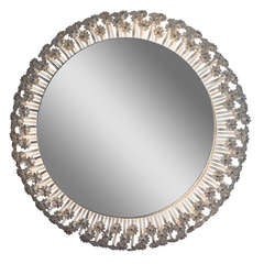 Flower Burst Circular/Round Illuminated/Lit Mirror