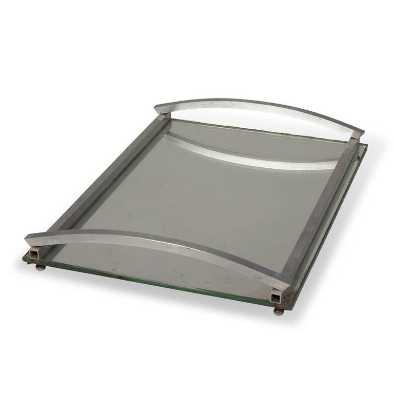 Mid-20th Century Matte Nickel Frame Serving Tray