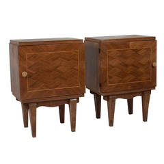 Pair of Single Door, Crosshatch End Tables