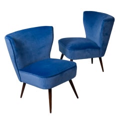 Pair of Upholstered French Cocktail Chairs