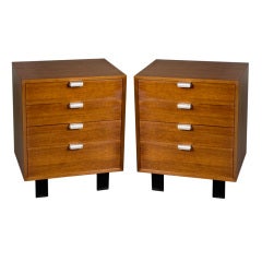 Pair of Walnut Tall Four Drawer End Tables by George Nelson