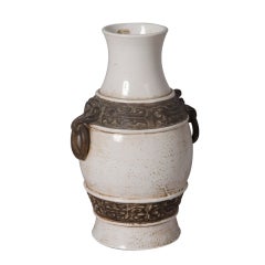 White Ceramic Vase in the Chinese Style by Ugo Zaccagnini