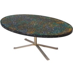 Rainbow Crackle Resin Top Oval Coffee Table by Pierre Giraudon