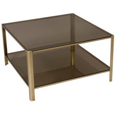 Bronze Two Tier Square Coffee Table by Jacques Quinet
