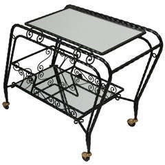 Iron and Mirror Serving Cart