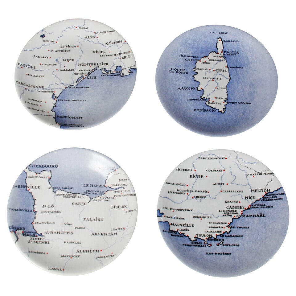Four "Cotes de France" Plates by Luneville