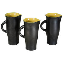 Vintage Three Lustre Glaze Ceramic Pitchers by Elchinger