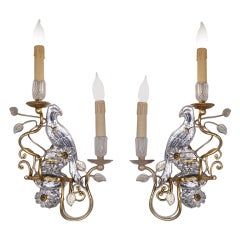 Pair of Rock Crystal and Gilt Two Light Sconces by Bagues