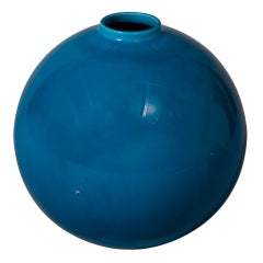 Lustre Blue Glaze Spherical Vase by Paul Milet