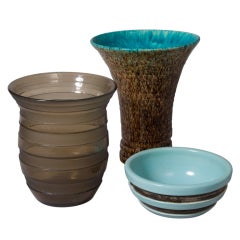 Group of Three Banded and Flared Vases