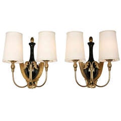 Carved Gilt Wood Wall Sconces, Pair