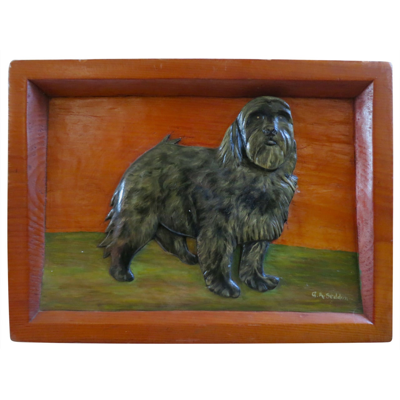 Carved Plaque of a Terrier For Sale