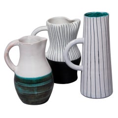 Set of Three Ceramic Pitchers by Jacques Innocenti