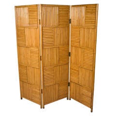 Vintage Bamboo Grid Folding Screen