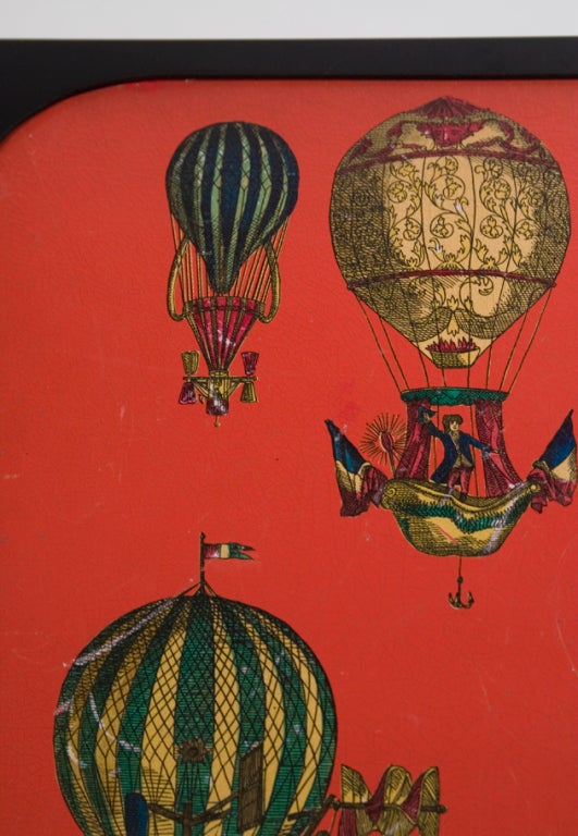 Italian Hot Air Balloon Lithograph Panel by Piero Fornasetti