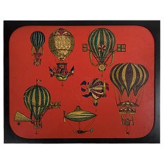 Hot Air Balloon Lithograph Panel by Piero Fornasetti