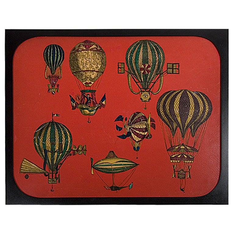 Hot Air Balloon Lithograph Panel by Piero Fornasetti