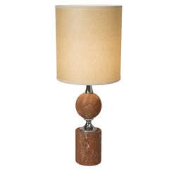 Brick Red Travertine Table Lamp by Barbier
