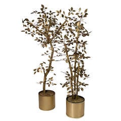 Two Brass Tree Sculptures by C. Jere