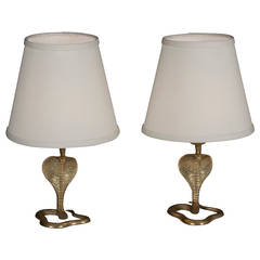 Pair of Bronze Cobra Lamps