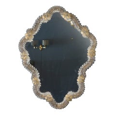 Undulating Ovoid Shaped Murano Glass Mirror